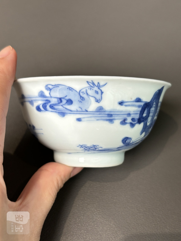 清雍正 青花高士图茶圆 - 图4